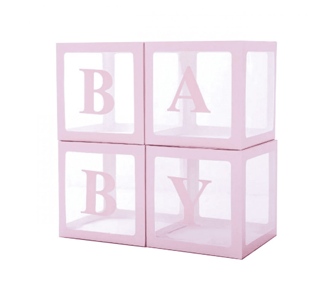 Кутии за бебешко парти - BABY - 4 броя в розово